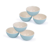 Ceramic Veg Bowls Set Of 6 For Dinner - 180ml Each, Subtle Blue Ivory | Katori Set With Glossy Finish - Stoneware Ceramic Bowls Set | Dessert Bowl Set - Durable & Microwave Safe